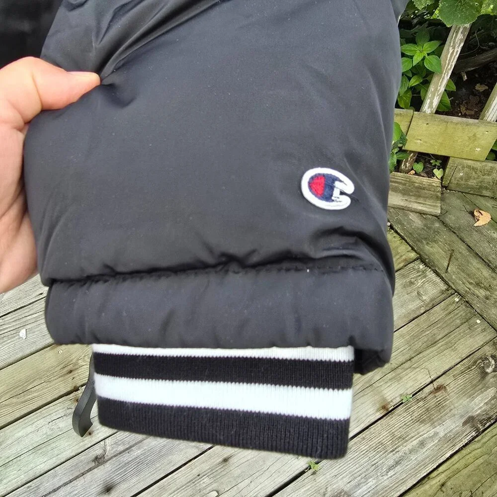 Champion Quilted Puffer Hooded Jacket Dark Blue Full Zipper Men's Size XL - Picture 4 of 11